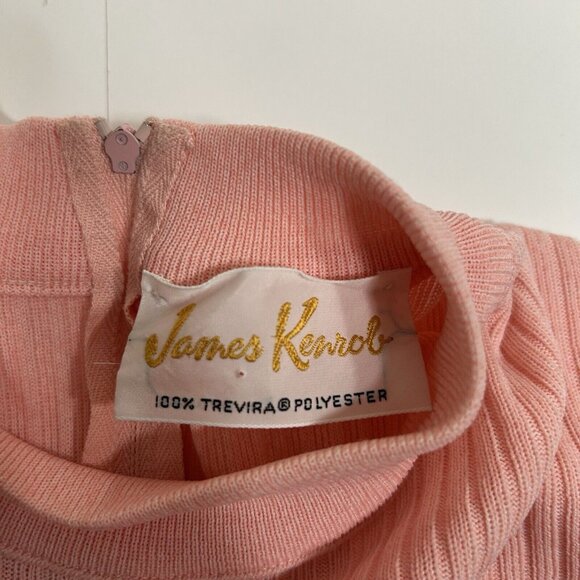 Vtg 70S James Kenrob Women Pink Rib Knit Sleeveless Sweater Top Back Zip Size 16 - Picture 4 of 6